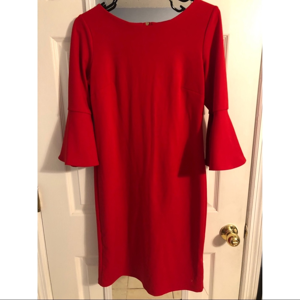 Red fitted dress